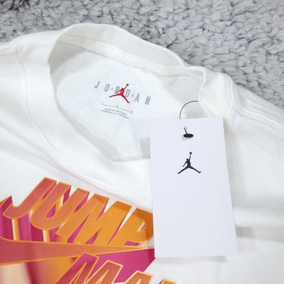 Nike Air Jordan Jumpman Long Sleeve T-Shirt dh8806-100 White Men's Size Large - Picture 5 of 8